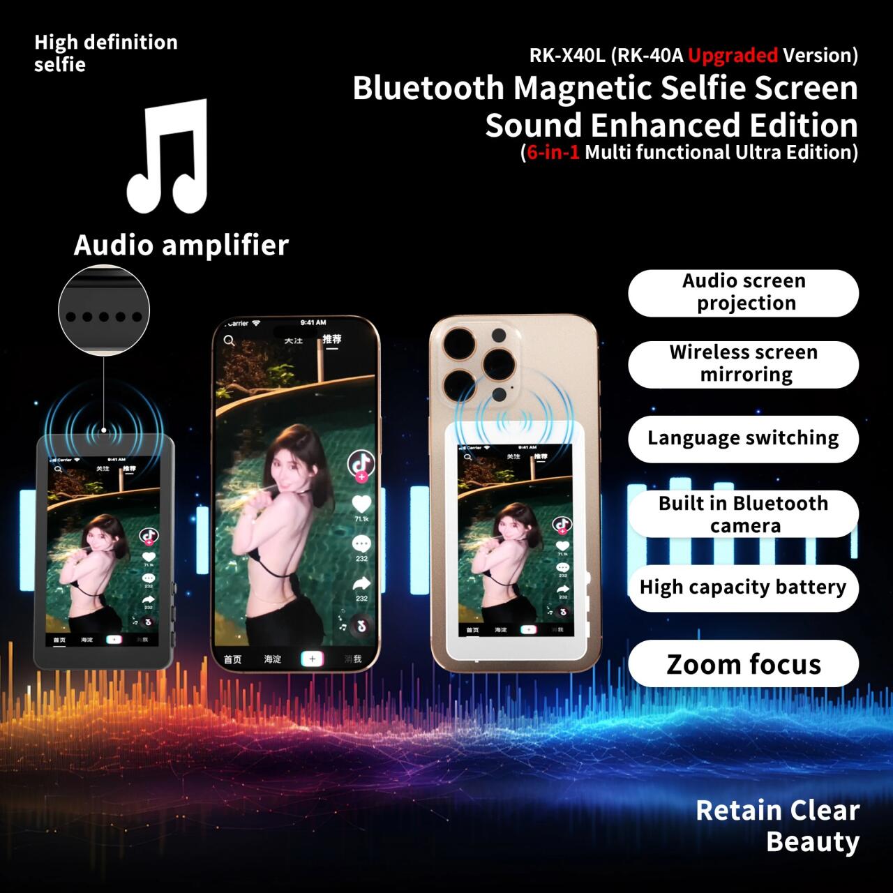 Pantalla de Selfie Magnética Inalámbrica para Smartphone