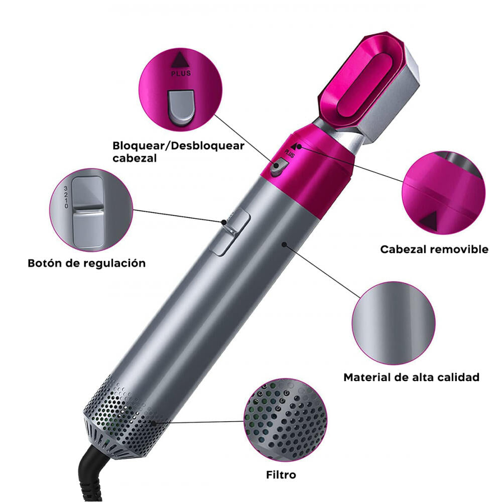 Cepillo Secador Rizador Y Moldeador De cabello 5 En 1